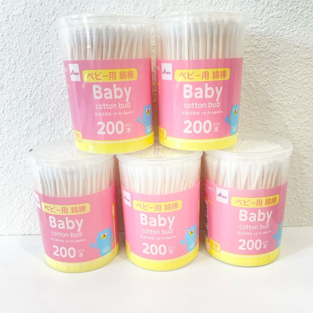 DAISO Japan Baby Cotton Buds 200 pcs x 5 Packs Thin Paper Sticks swab Japanese